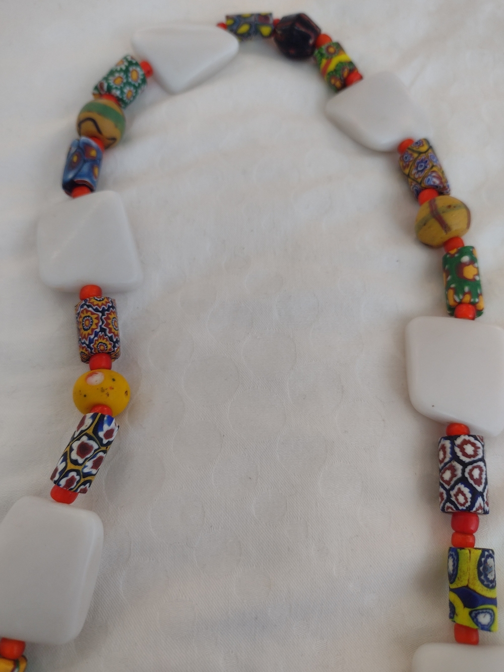 Antique-Millefori (A Thousand Flowers) African Trade Beaded Glass Necklace - Picture 7 of 8